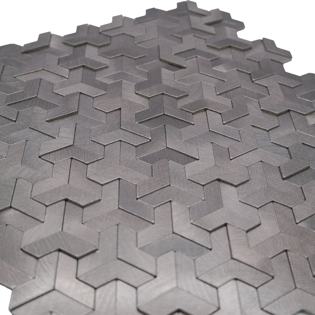 Trifold 3D Anthracite Peel & Stick Splashback | 30.3×28 cm | Self-Adhesive Mosaic Tile