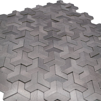 Trifold 3D Anthracite Peel & Stick Splashback | 30.3×28 cm | Self-Adhesive Mosaic Tile
