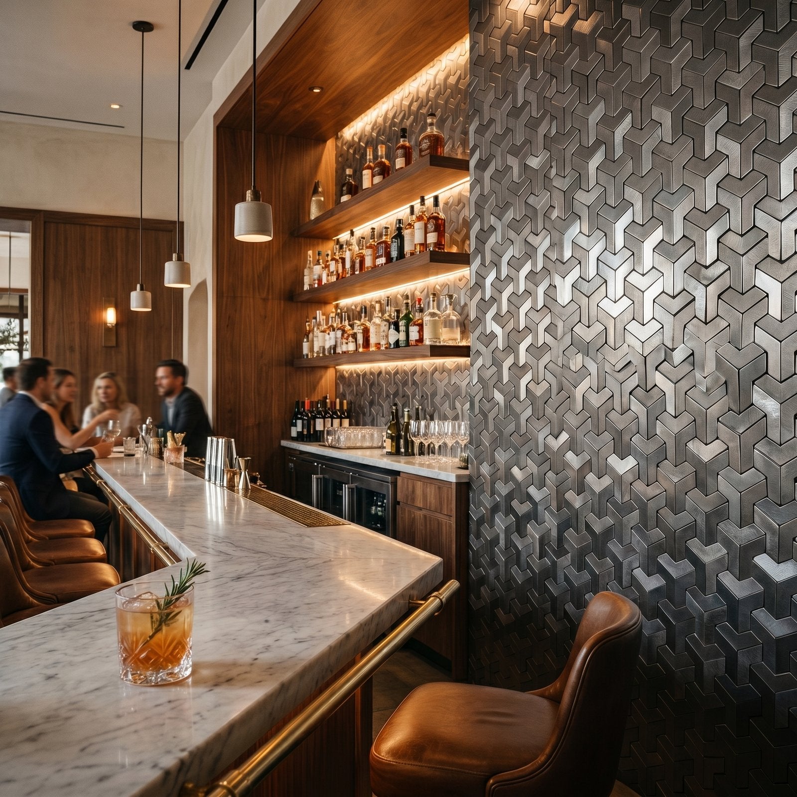 Trifold 3D Anthracite Peel & Stick Splashback | 30.3×28 cm | Self-Adhesive Mosaic Tile