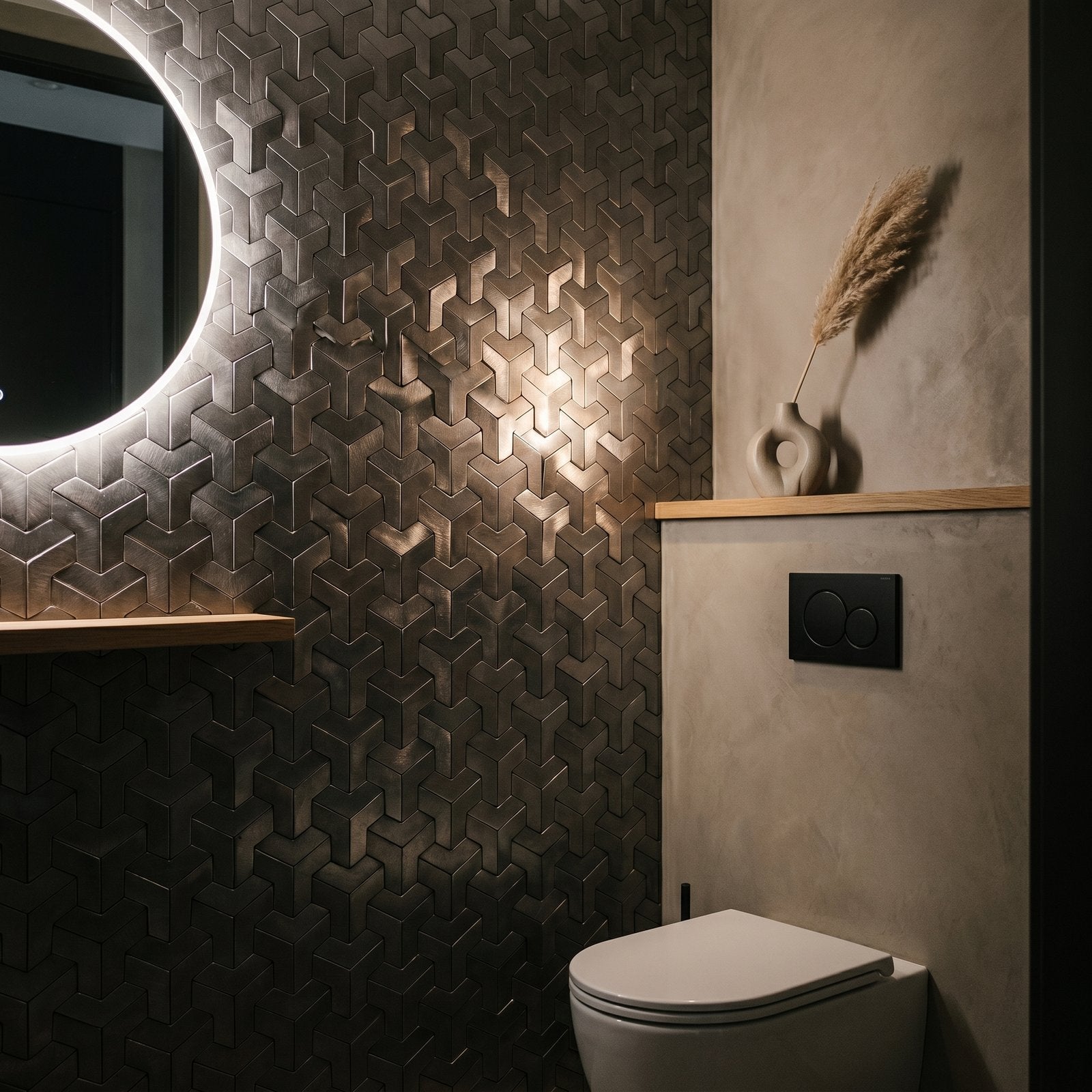 Trifold 3D Anthracite Peel & Stick Splashback | 30.3×28 cm | Self-Adhesive Mosaic Tile