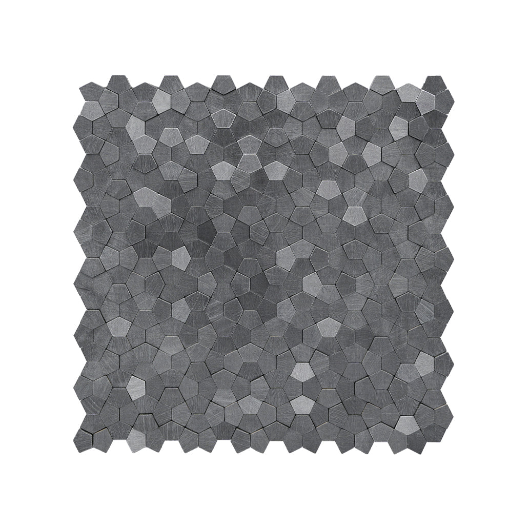 Pentagon 3D Anthracite Peel & Stick Splashback | 28.2×28.2 cm | Self-Adhesive Mosaic Tile