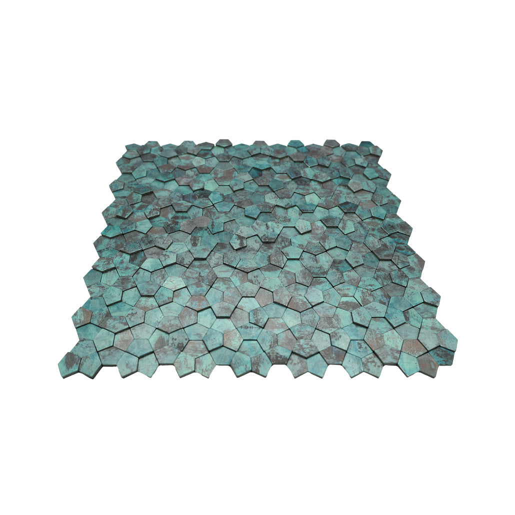 Pentagon 3D Patina Copper Peel & Stick Splashback | 28.2×28.2 cm | Self-Adhesive Mosaic Tile