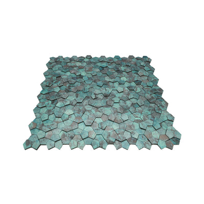 Pentagon 3D Patina Copper Peel & Stick Splashback | 28.2×28.2 cm | Self-Adhesive Mosaic Tile