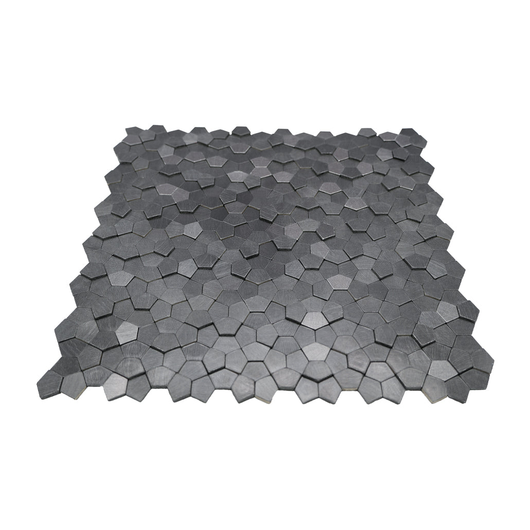 Pentagon 3D Anthracite Peel & Stick Splashback | 28.2×28.2 cm | Self-Adhesive Mosaic Tile