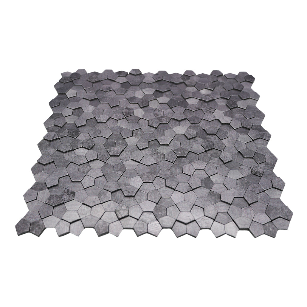 Pentagon 3D Gray Peel & Stick Splashback | 28.2×28.2 cm | Self-Adhesive Mosaic Tile