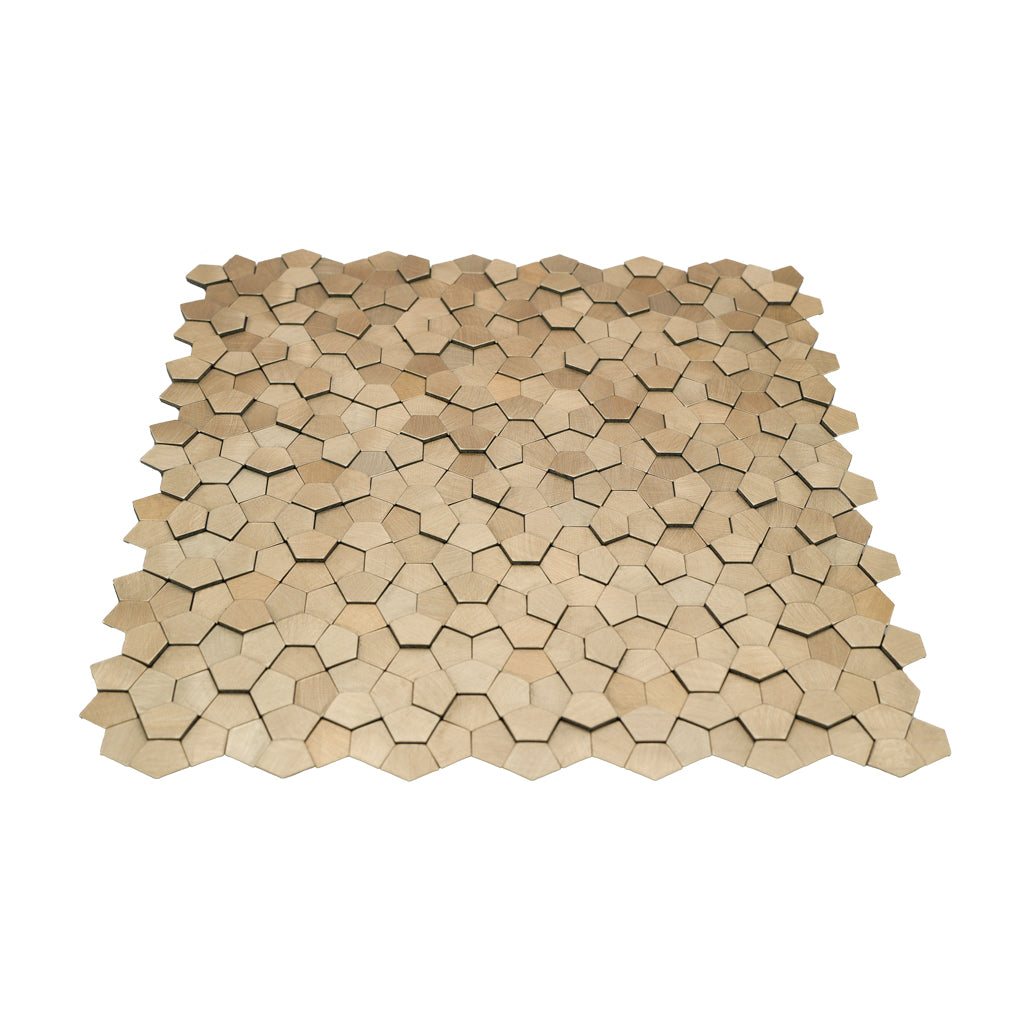 Pentagon 3D Champagne Peel & Stick Splashback | 28.2×28.2 cm | Self-Adhesive Mosaic Tile