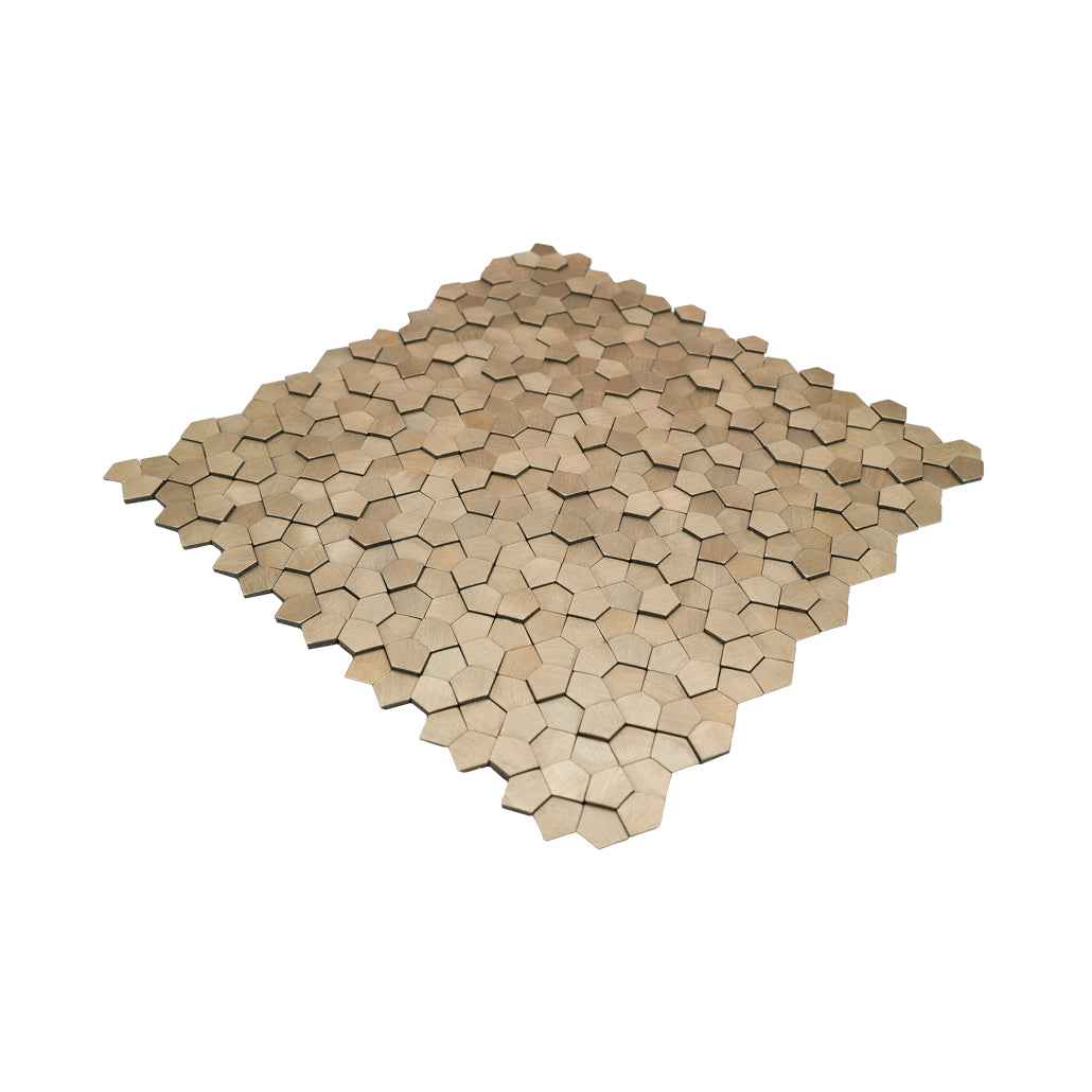 Pentagon 3D Champagne Peel & Stick Splashback | 28.2×28.2 cm | Self-Adhesive Mosaic Tile