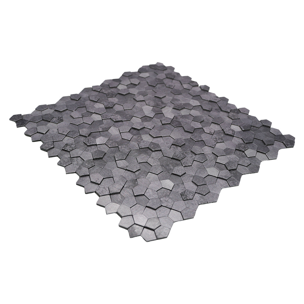 Pentagon 3D Gray Peel & Stick Splashback | 28.2×28.2 cm | Self-Adhesive Mosaic Tile