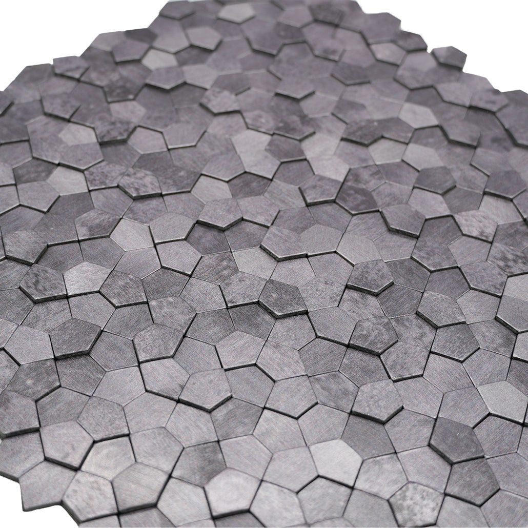 Pentagon 3D Gray Peel & Stick Splashback | 28.2×28.2 cm | Self-Adhesive Mosaic Tile