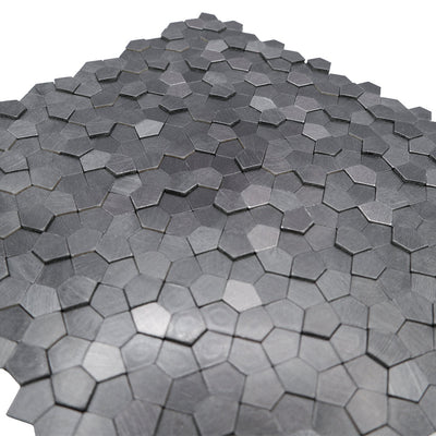 Pentagon 3D Anthracite Peel & Stick Splashback | 28.2×28.2 cm | Self-Adhesive Mosaic Tile