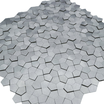 Pentagon 3D Silver Peel & Stick Splashback | 28.2×28.2 cm | Self-Adhesive Mosaic Tile