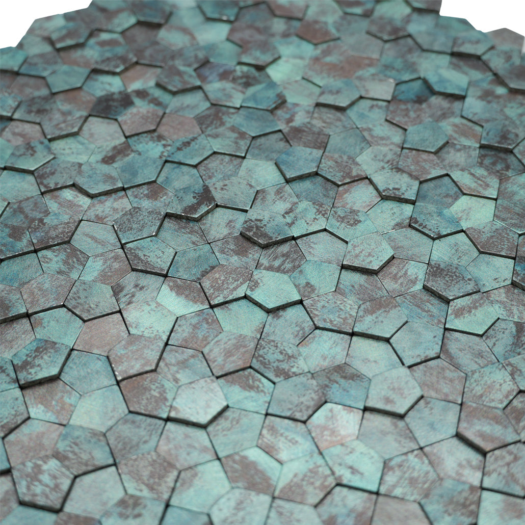 Pentagon 3D Patina Copper Peel & Stick Splashback | 28.2×28.2 cm | Self-Adhesive Mosaic Tile
