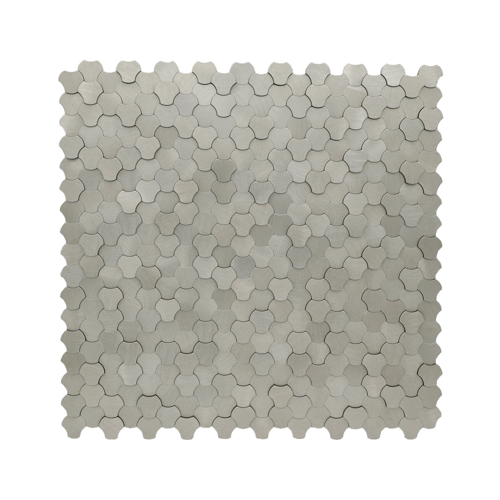 Trefoil 3D Silver Peel & Stick Splashback | 30.5×29.6 cm | Self-Adhesive Mosaic Tile