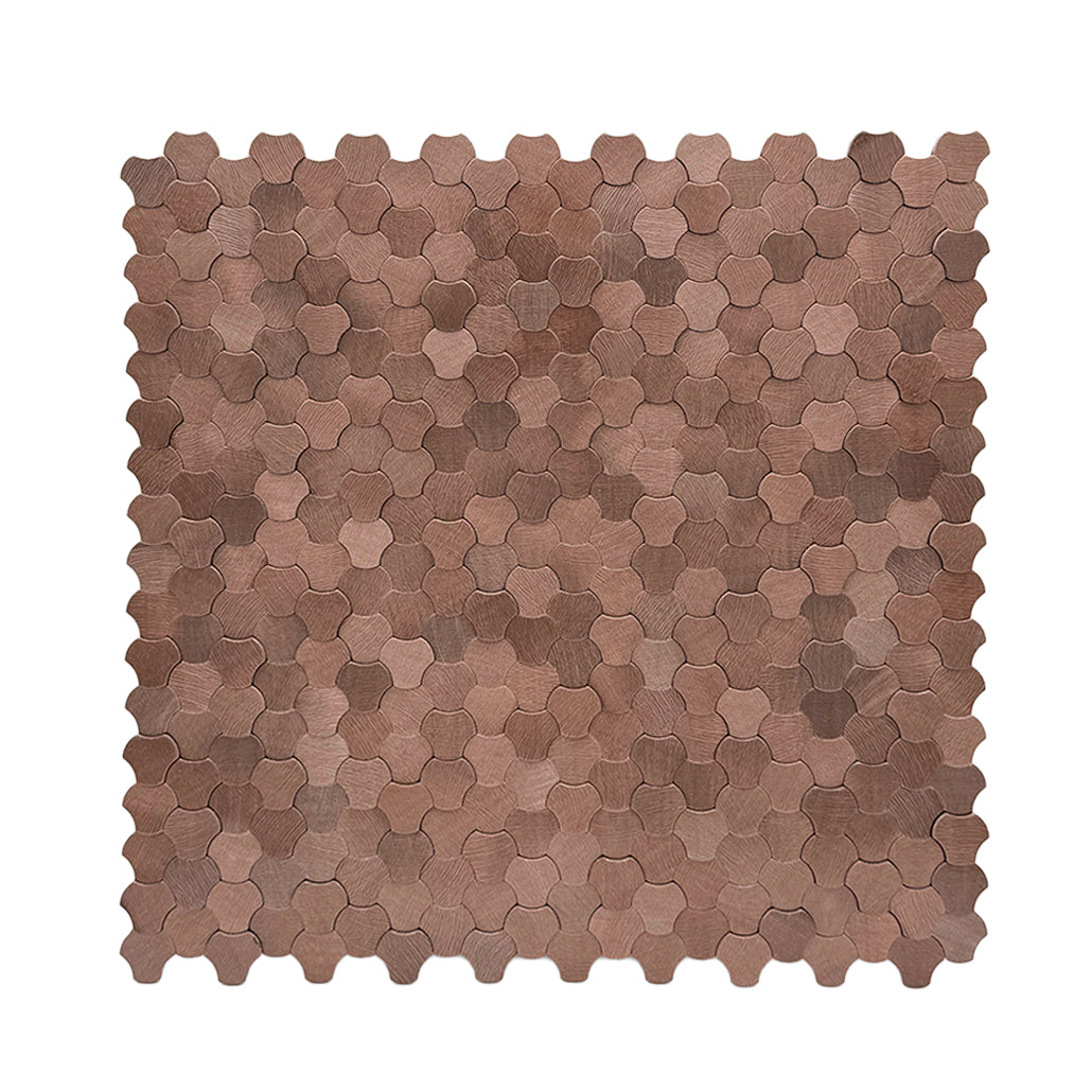 Trefoil 3D Bronze Peel & Stick Splashback | 30.5×29.6 cm | Self-Adhesive Mosaic Tile