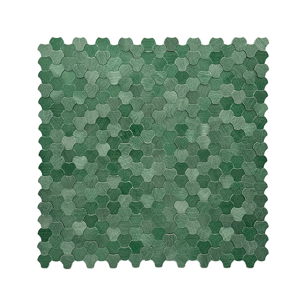 Trefoil 3D Dark Green Peel & Stick Splashback | 30.5×29.6 cm | Self-Adhesive Mosaic Tile