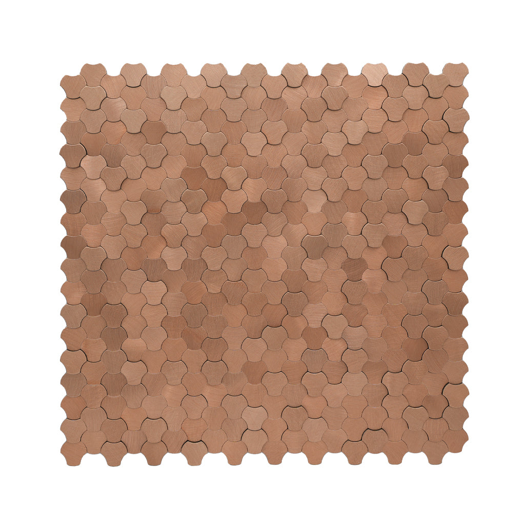 Trefoil 3D Copper Peel & Stick Splashback | 30.5×29.6 cm | Self-Adhesive Mosaic Tile