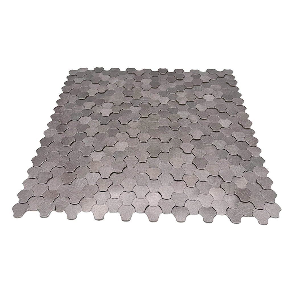 Trefoil 3D Anthracite Peel & Stick Splashback | 30.5×29.6 cm | Self-Adhesive Mosaic Tile