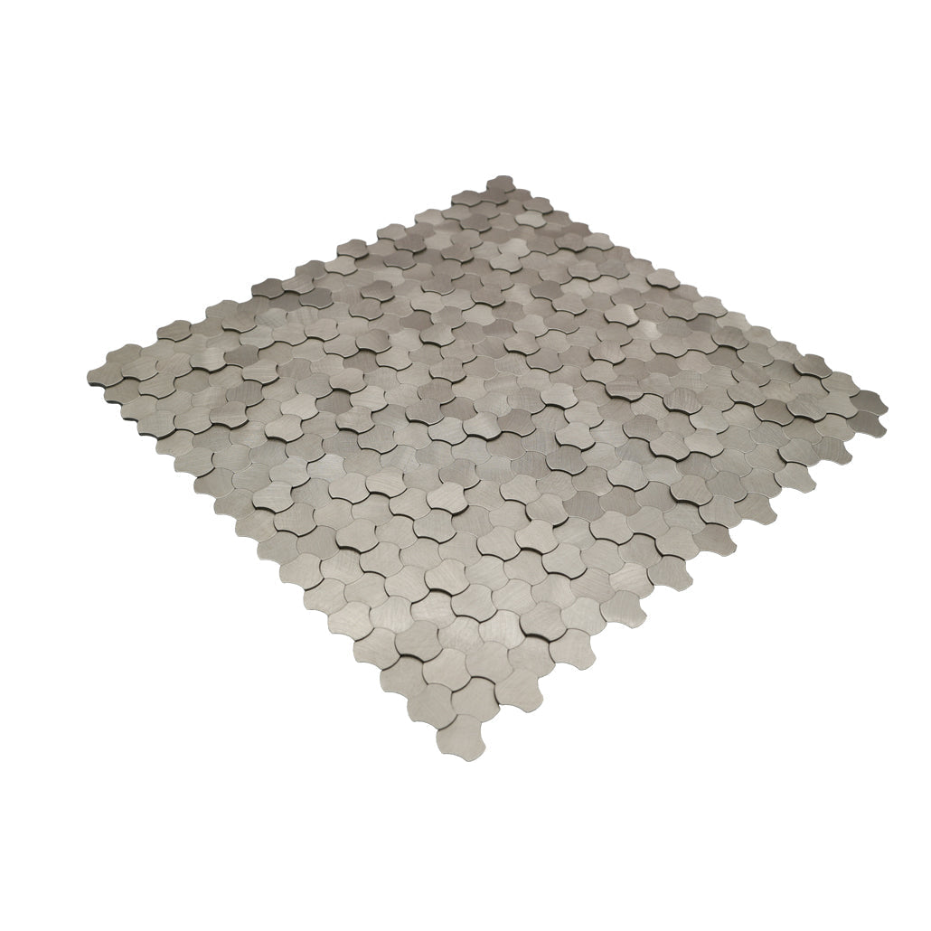 Trefoil 3D Silver Peel & Stick Splashback | 30.5×29.6 cm | Self-Adhesive Mosaic Tile