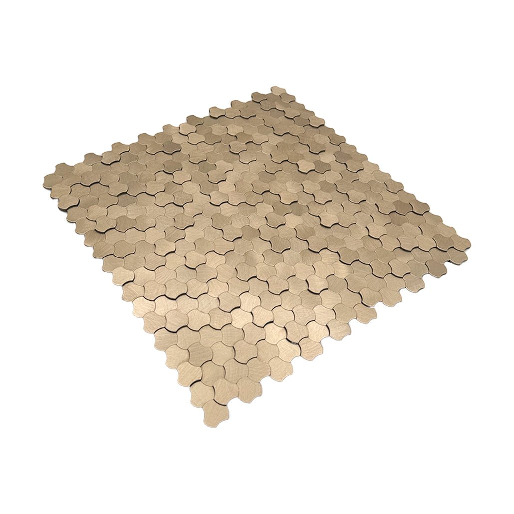 Trefoil 3D Champagne Peel & Stick Splashback | 30.5×29.6 cm | Self-Adhesive Mosaic Tile