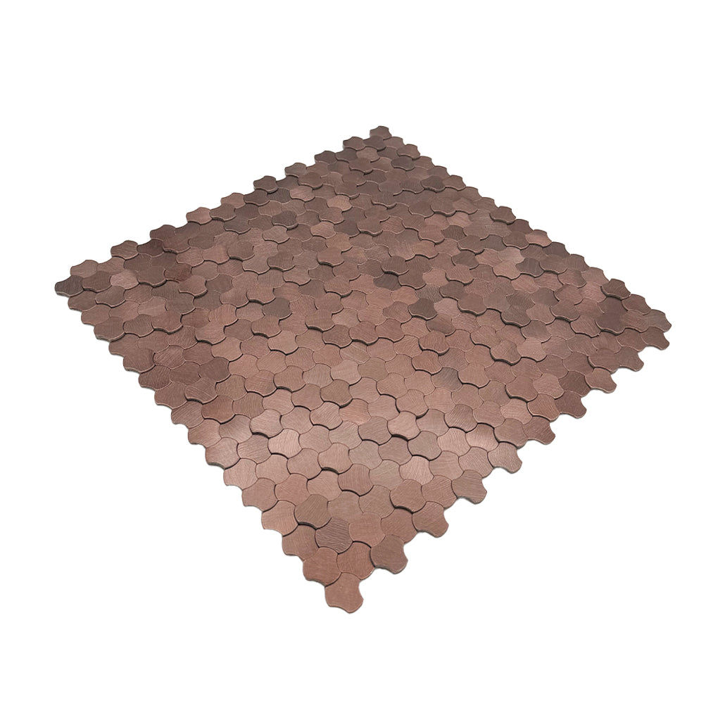 Trefoil 3D Bronze Peel & Stick Splashback | 30.5×29.6 cm | Self-Adhesive Mosaic Tile