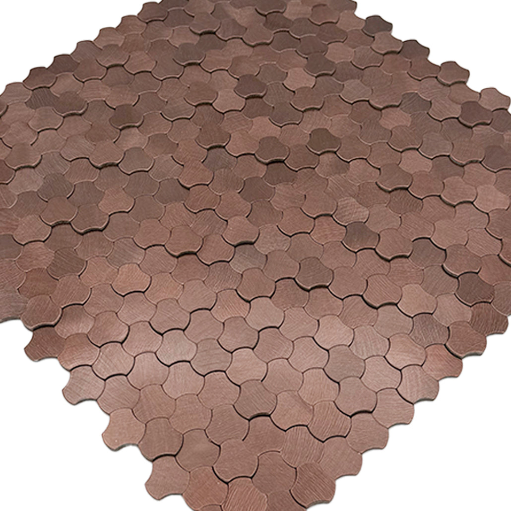 Trefoil 3D Bronze Peel & Stick Splashback | 30.5×29.6 cm | Self-Adhesive Mosaic Tile