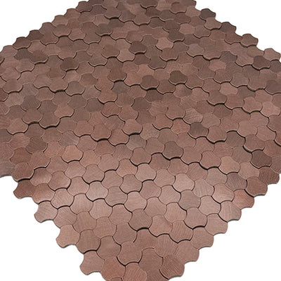 Trefoil 3D Bronze Peel & Stick Splashback | 30.5×29.6 cm | Self-Adhesive Mosaic Tile