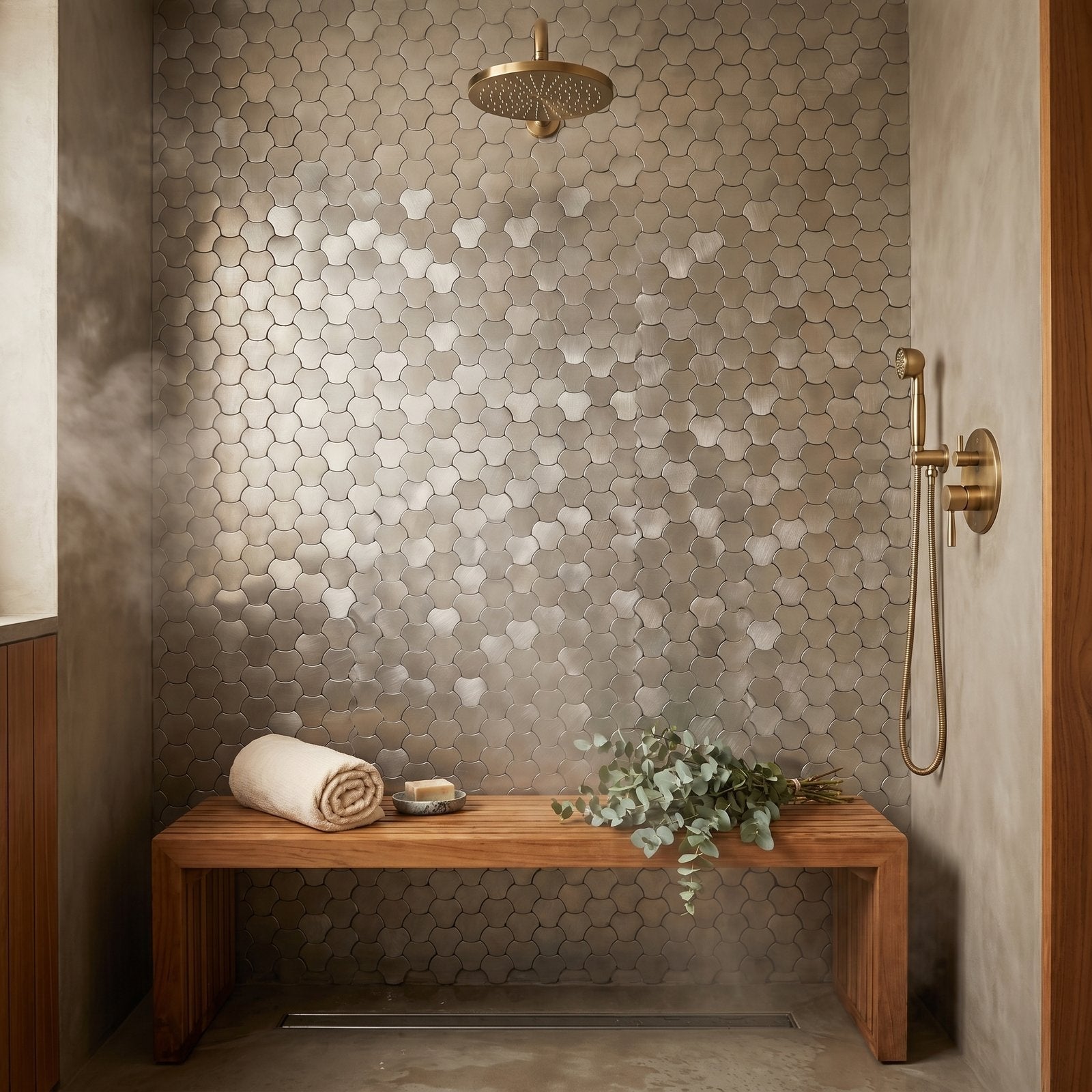 Trefoil 3D Silver Peel & Stick Splashback | 30.5×29.6 cm | Self-Adhesive Mosaic Tile