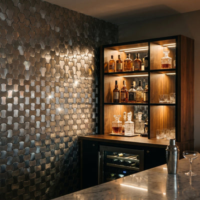 Trefoil 3D Silver Peel & Stick Splashback | 30.5×29.6 cm | Self-Adhesive Mosaic Tile