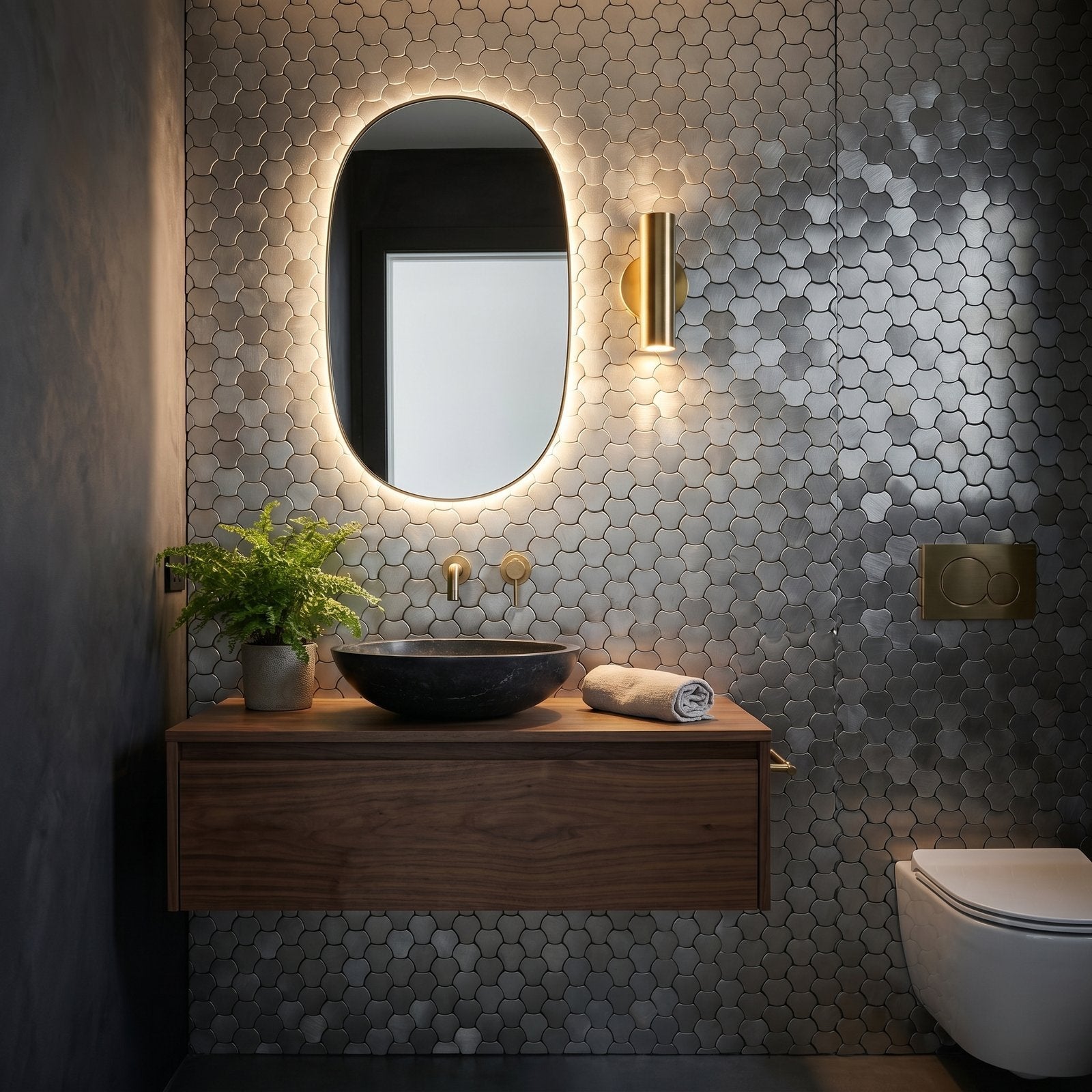 Trefoil 3D Silver Peel & Stick Splashback | 30.5×29.6 cm | Self-Adhesive Mosaic Tile