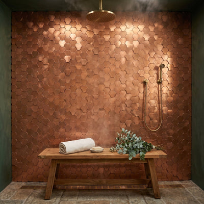 Trefoil 3D Copper Peel & Stick Splashback | 30.5×29.6 cm | Self-Adhesive Mosaic Tile
