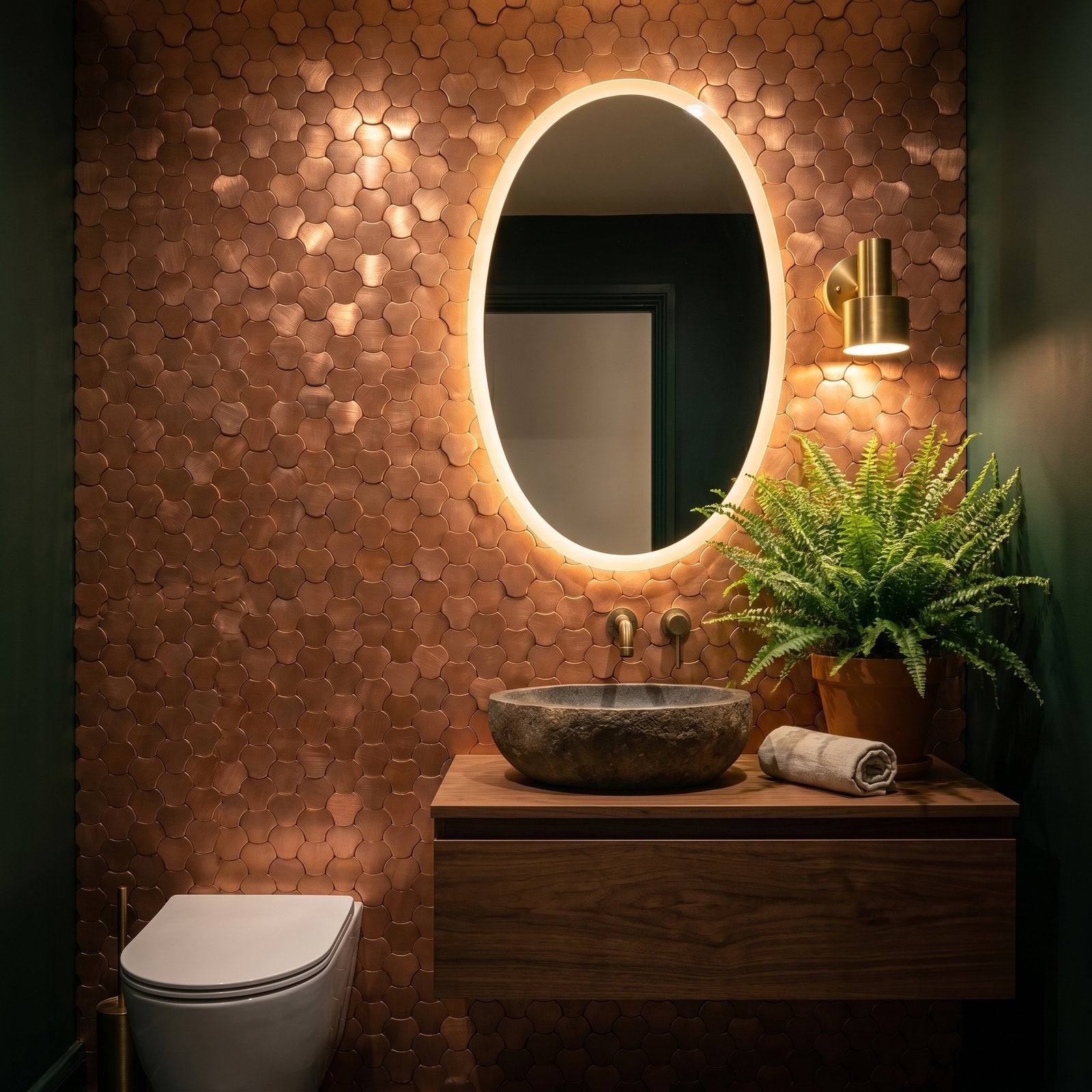Trefoil 3D Copper Peel & Stick Splashback | 30.5×29.6 cm | Self-Adhesive Mosaic Tile