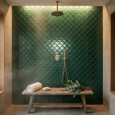 Trefoil 3D Dark Green Peel & Stick Splashback | 30.5×29.6 cm | Self-Adhesive Mosaic Tile