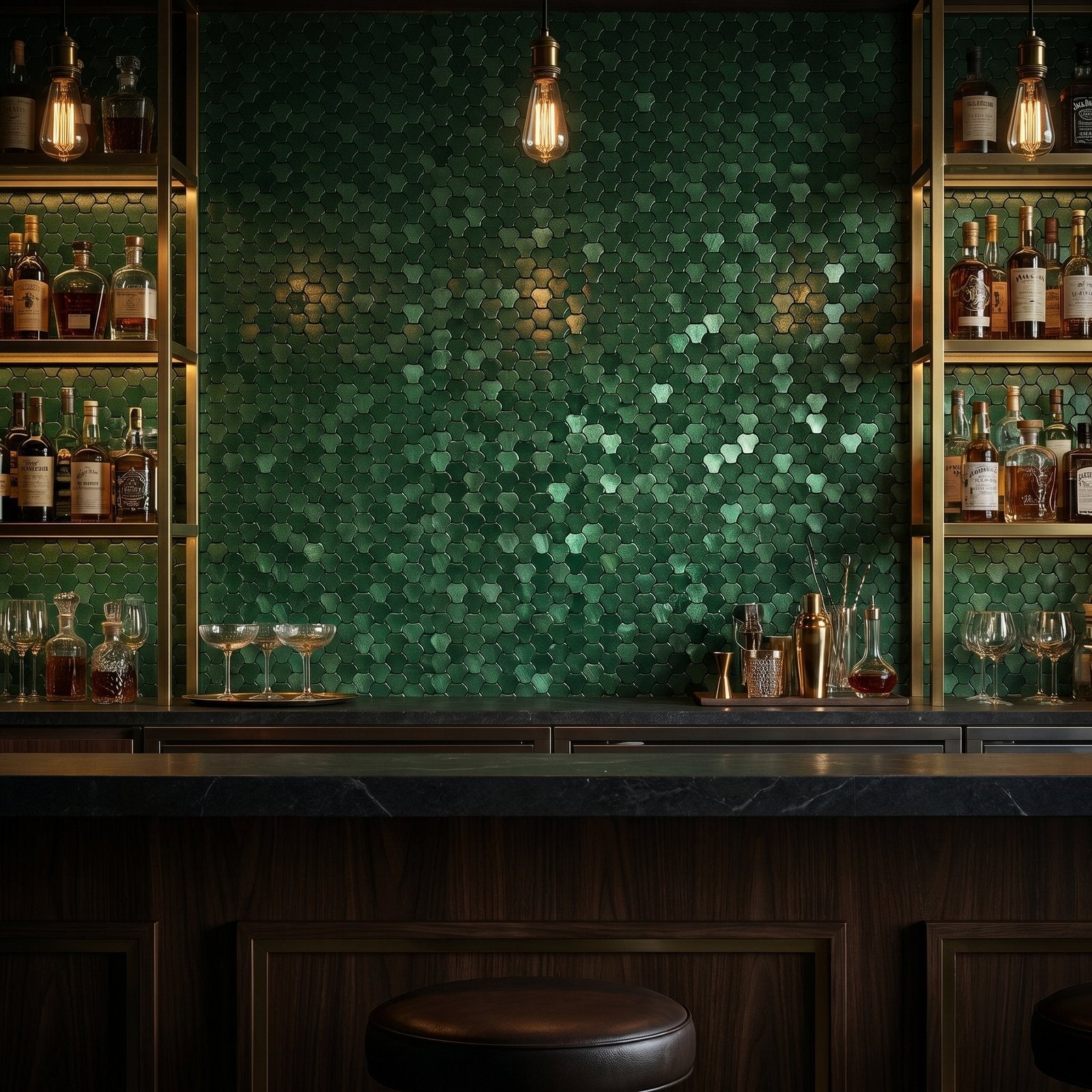 Trefoil 3D Dark Green Peel & Stick Splashback | 30.5×29.6 cm | Self-Adhesive Mosaic Tile