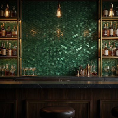 Trefoil 3D Dark Green Peel & Stick Splashback | 30.5×29.6 cm | Self-Adhesive Mosaic Tile