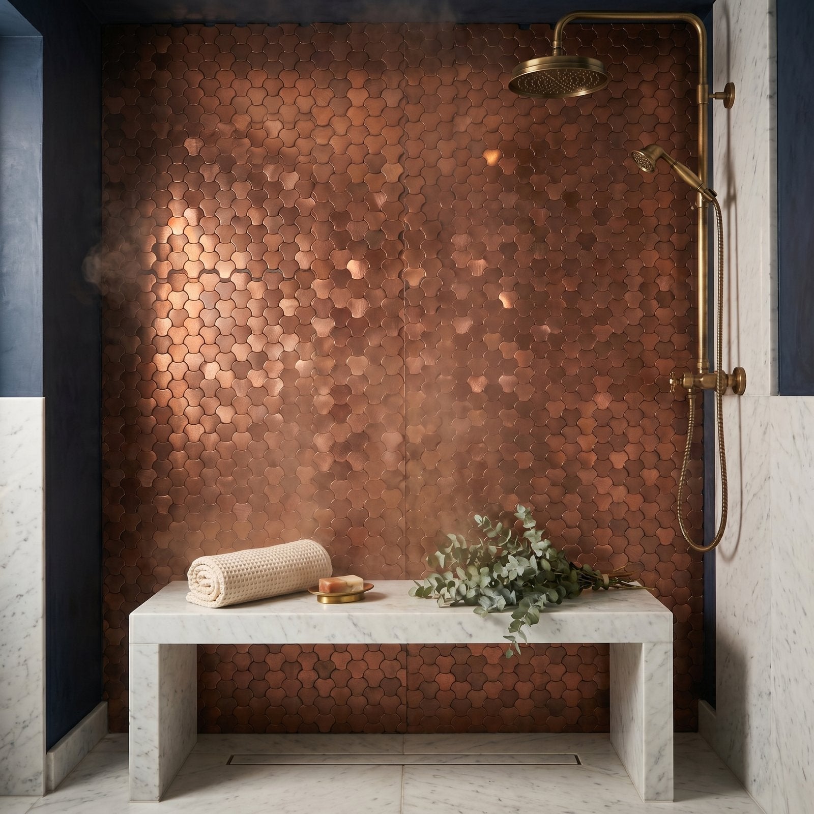 Trefoil 3D Bronze Peel & Stick Splashback | 30.5×29.6 cm | Self-Adhesive Mosaic Tile