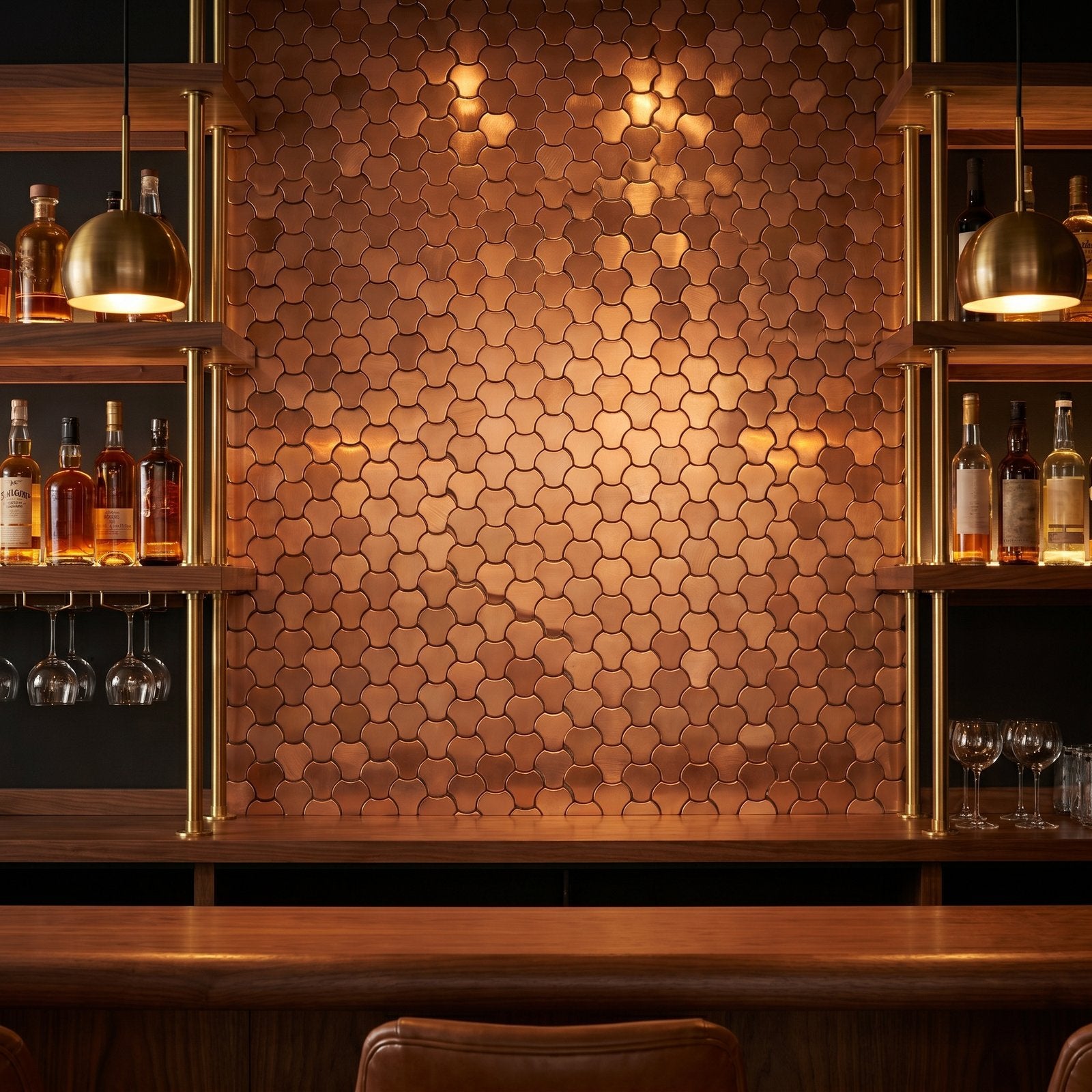 Trefoil 3D Bronze Peel & Stick Splashback | 30.5×29.6 cm | Self-Adhesive Mosaic Tile