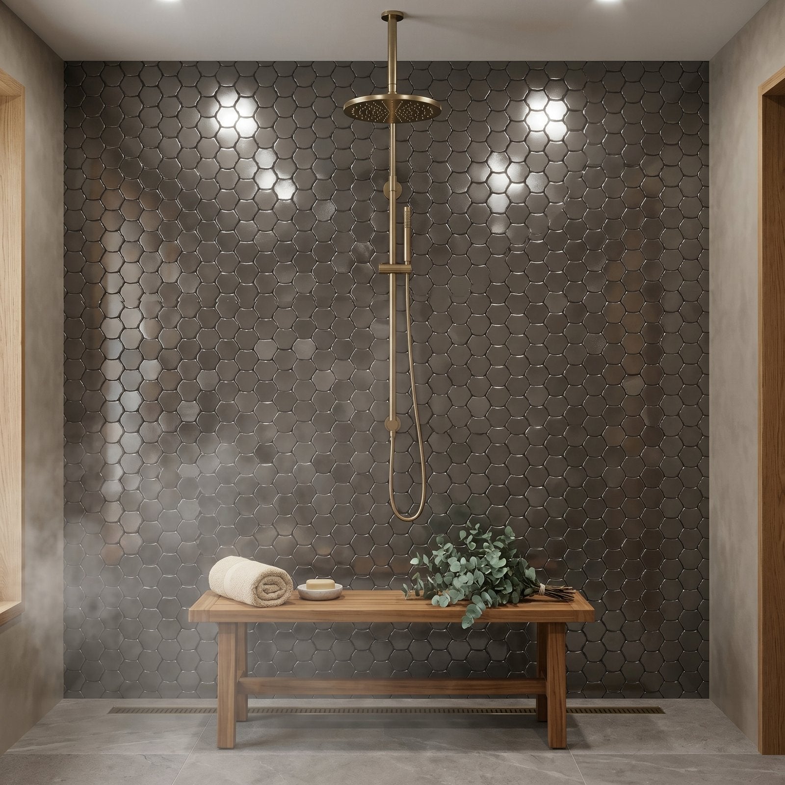Trefoil 3D Anthracite Peel & Stick Splashback | 30.5×29.6 cm | Self-Adhesive Mosaic Tile