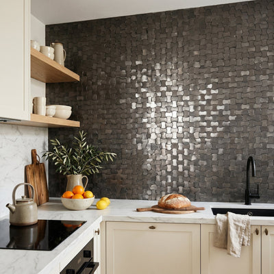 Trefoil 3D Anthracite Peel & Stick Splashback | 30.5×29.6 cm | Self-Adhesive Mosaic Tile