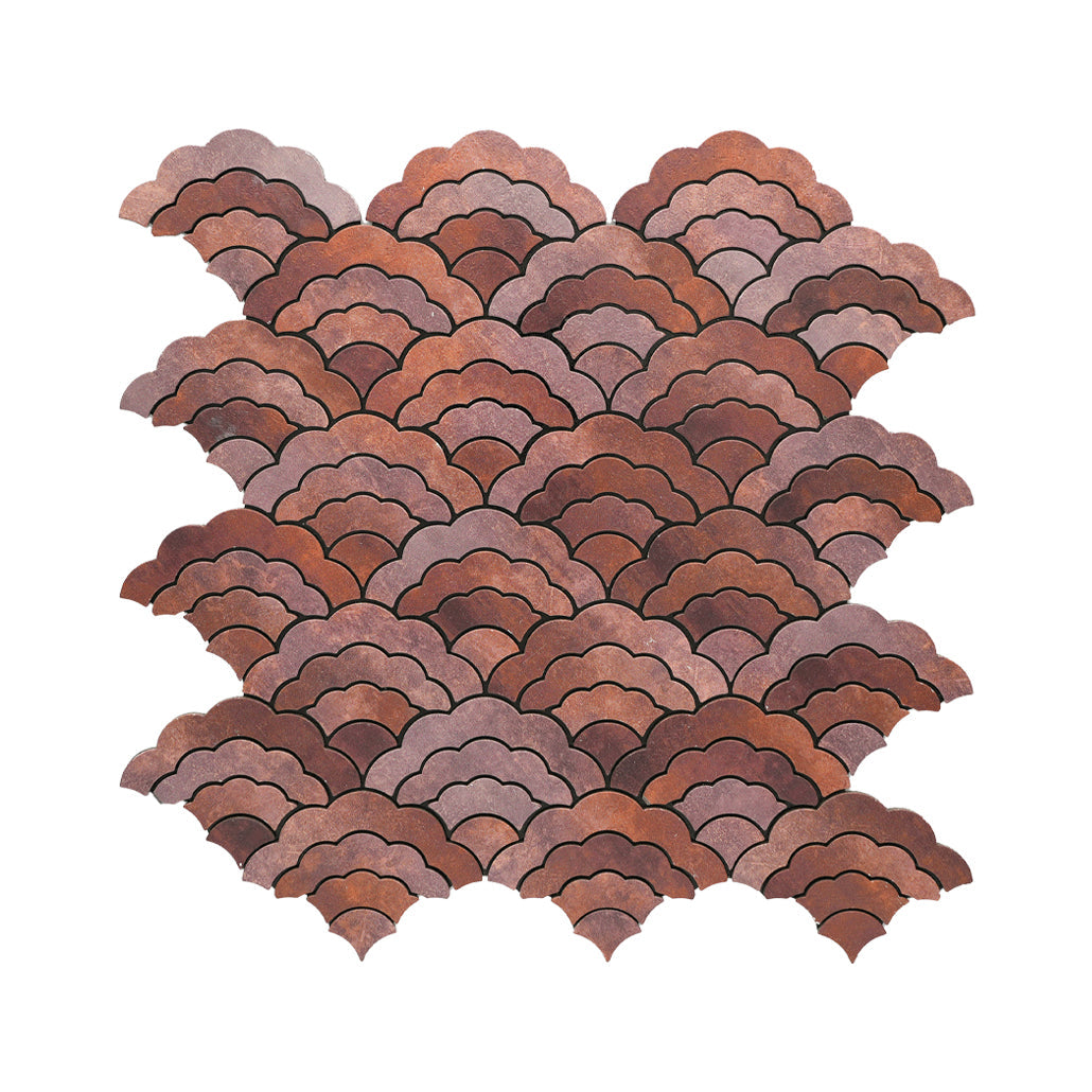 Fan Copper Peel & Stick Splashback | 26.8×28.1 cm | Self-Adhesive Mosaic Tile
