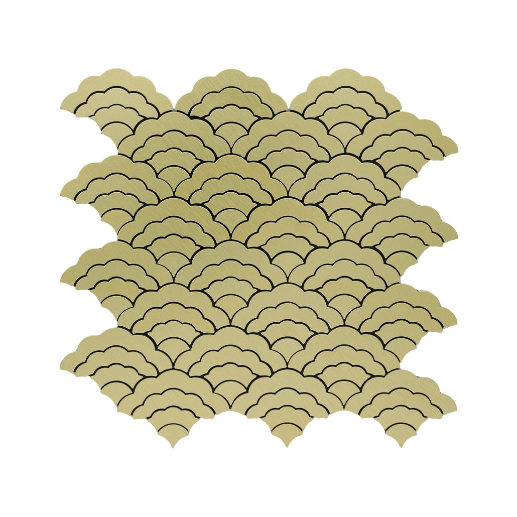Fan Gold Peel & Stick Splashback | 26.8×28.1 cm | Self-Adhesive Mosaic Tile