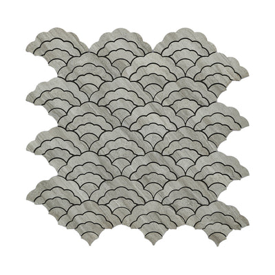 Fan Gray Peel & Stick Splashback | 26.8×28.1 cm | Self-Adhesive Mosaic Tile