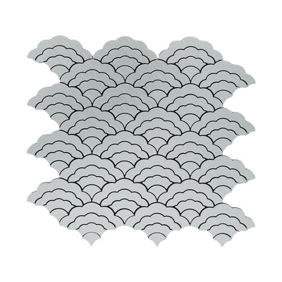Fan Silver Peel & Stick Splashback | 26.8×28.1 cm | Self-Adhesive Mosaic Tile