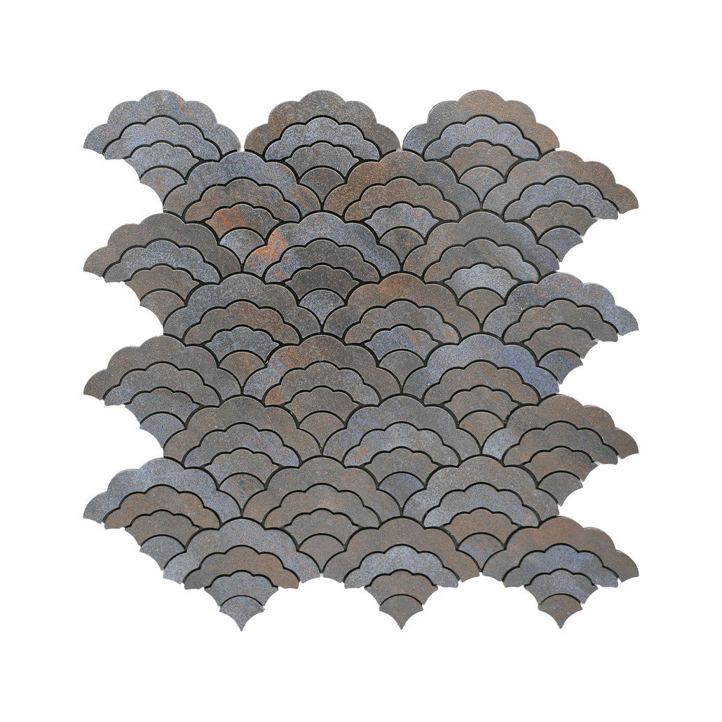 Fan Anthracite Peel & Stick Splashback | 26.8×28.1 cm | Self-Adhesive Mosaic Tile