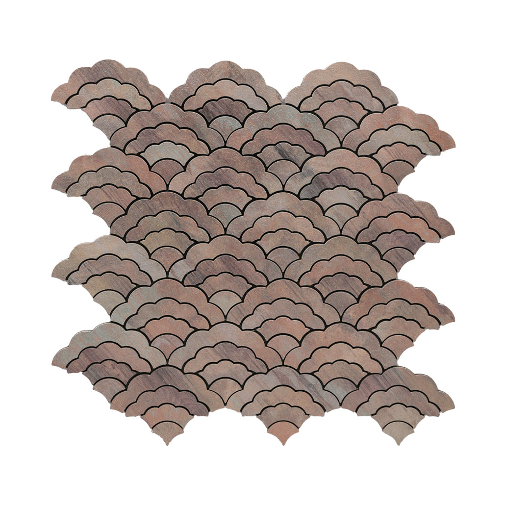 Fan Mauve Peel & Stick Splashback | 26.8×28.1 cm | Self-Adhesive Mosaic Tile