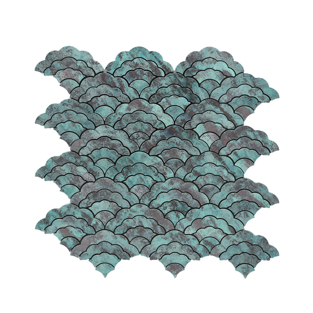 Fan Patina Copper Peel & Stick Splashback | 26.8×28.1 cm | Self-Adhesive Mosaic Tile