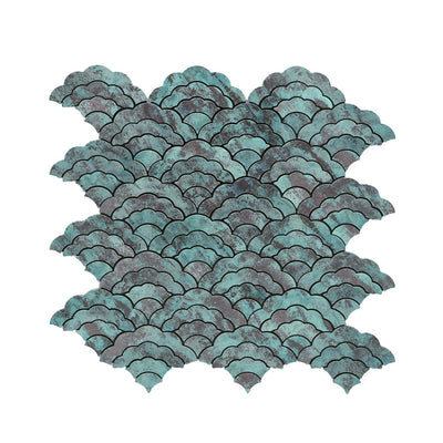Fan Patina Copper Peel & Stick Splashback | 26.8×28.1 cm | Self-Adhesive Mosaic Tile