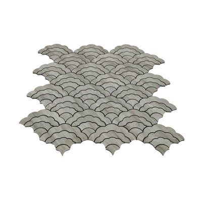 Fan Gray Peel & Stick Splashback | 26.8×28.1 cm | Self-Adhesive Mosaic Tile