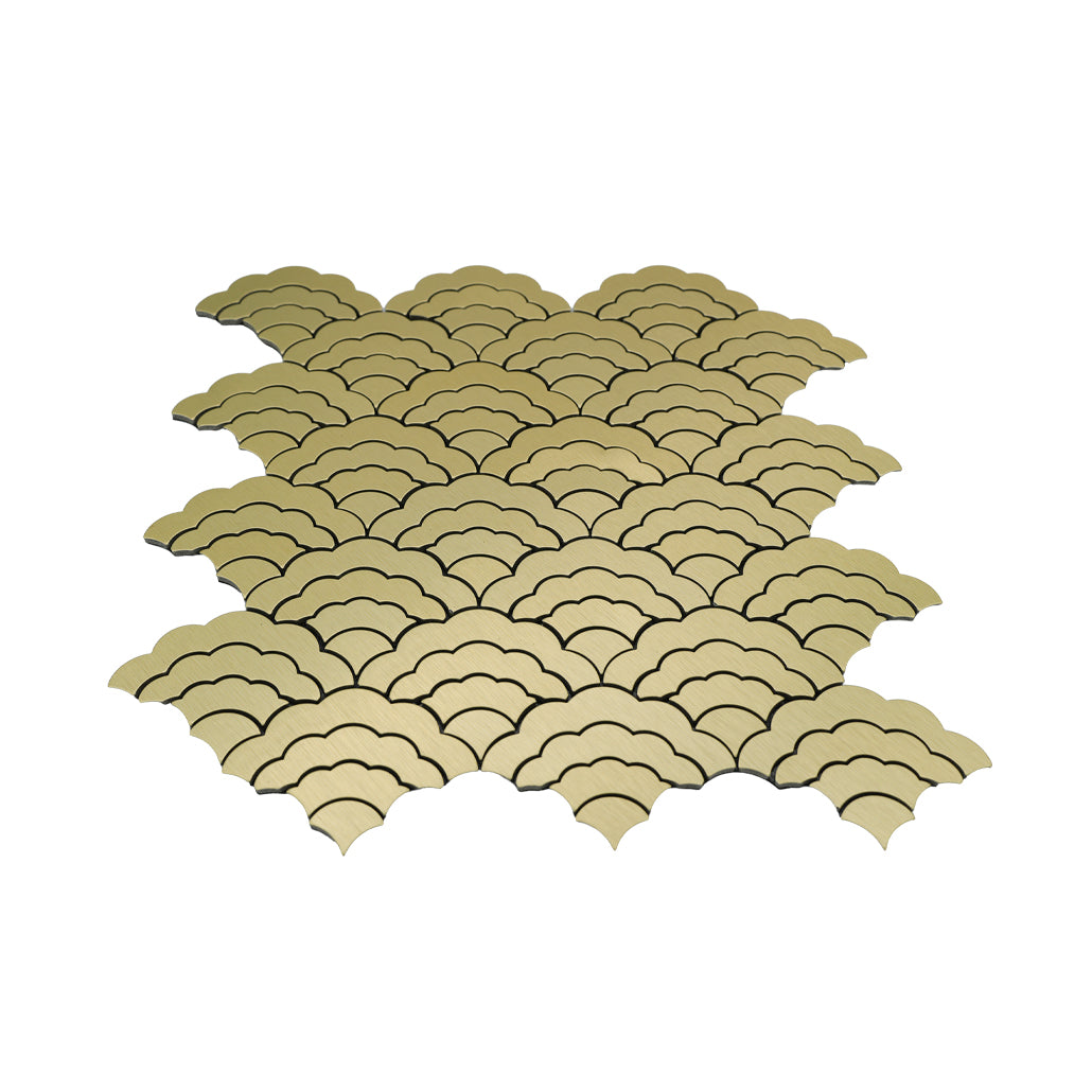 Fan Gold Peel & Stick Splashback | 26.8×28.1 cm | Self-Adhesive Mosaic Tile