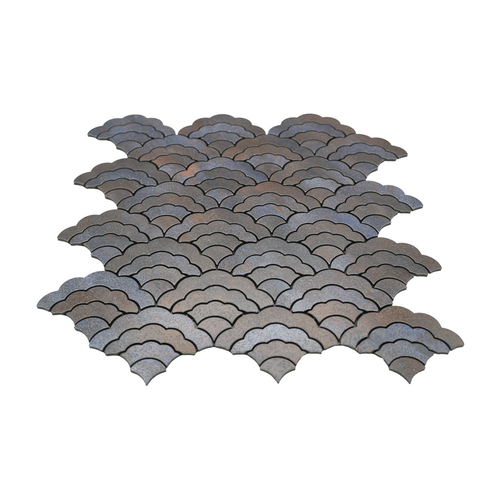 Fan Anthracite Peel & Stick Splashback | 26.8×28.1 cm | Self-Adhesive Mosaic Tile