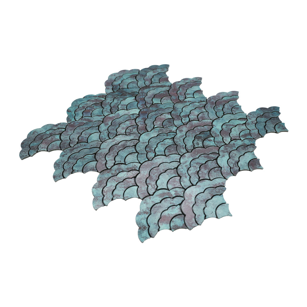 Fan Patina Copper Peel & Stick Splashback | 26.8×28.1 cm | Self-Adhesive Mosaic Tile